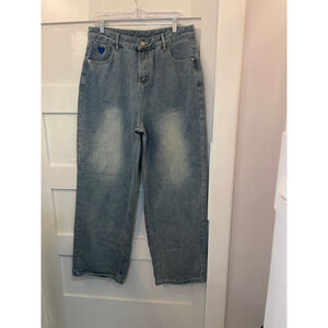 Aelfric Eden Blue Denim Jeans Size 34 Unisex Straight Leg Streetwear